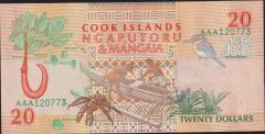 Cook Island 20 Dolar 1992 Çilaltı ( Kat yok Lekeler var )