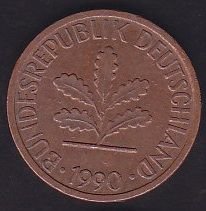 Almanya 1 Pfennig 1990 J