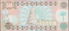 Irak 50 Dinar 1991 Ççt Çilaltı