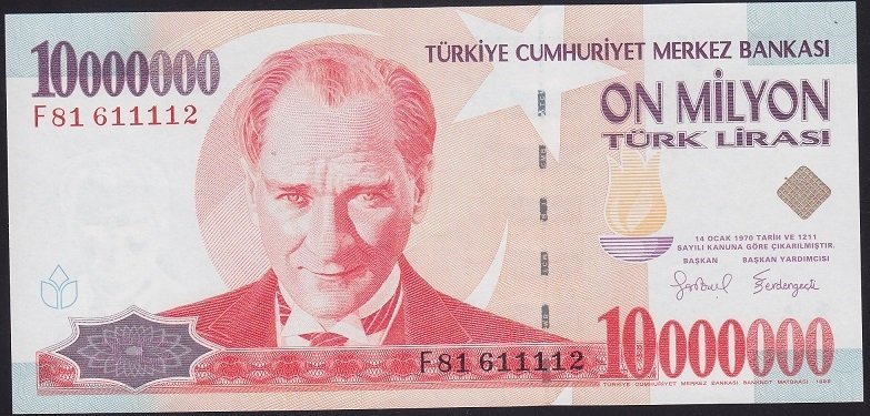 7.EMİSYON 10 000 000 LİRA F81 611112 ÇİL