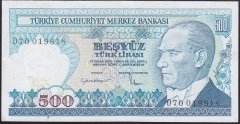 7.EMİSYON 2.TERTİP 500 LİRA D70 019818 ÇÇT