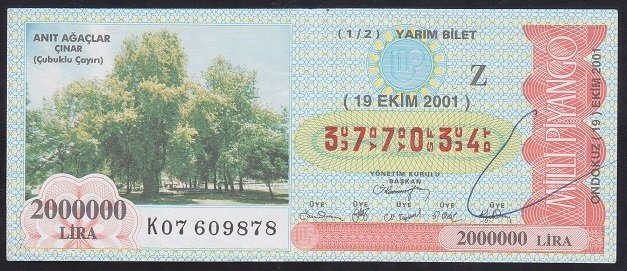 2001 19 EKİM YARIM BİLET