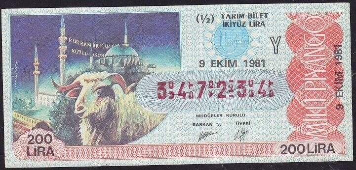 1981 9 Ekim Yarım Bilet - Y Serisi