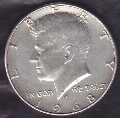 Amerika Yarım Dolar 1968 D Gümüş (11.5 gram)