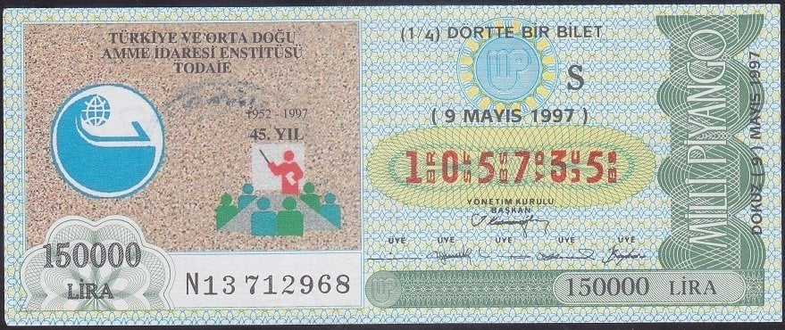 1997 9 MAYIS ÇEYREK BİLET - S SERİSİ