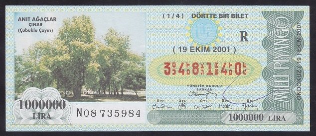 2001 19 EKİM ÇEYREK BİLET