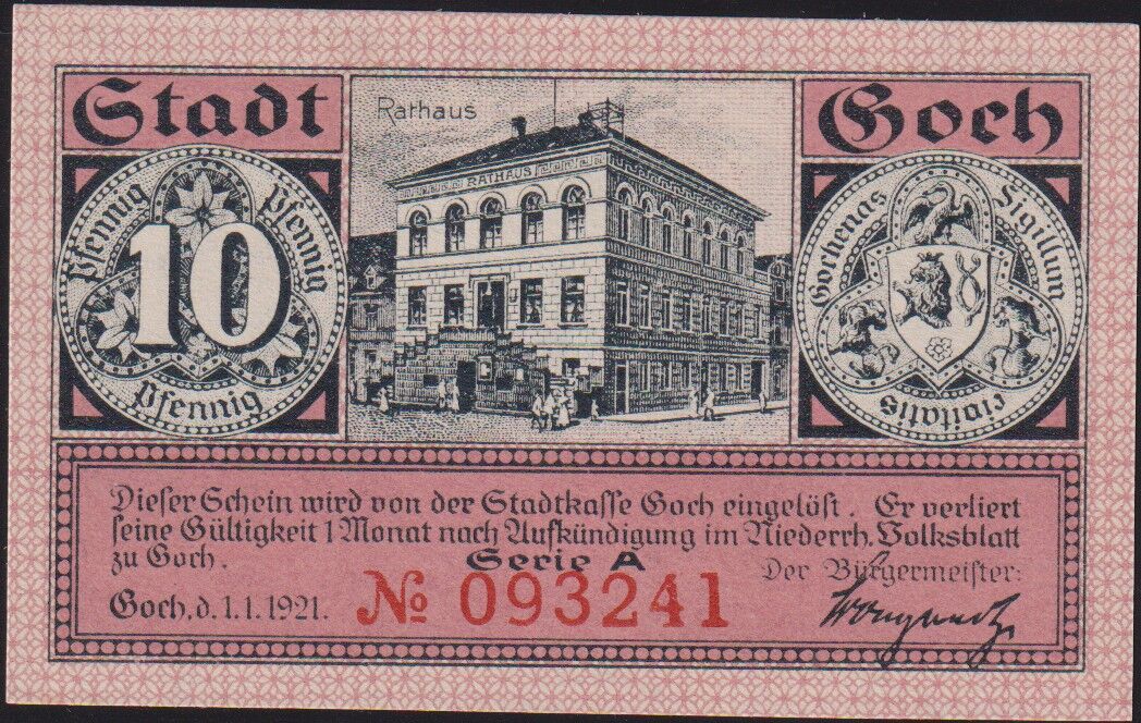 Almanya 10 Pfennig Notgeld 1921 Çil Filigranlı