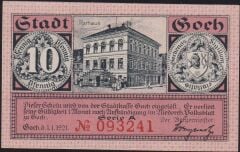 Almanya 10 Pfennig Notgeld 1921 Çil Filigranlı