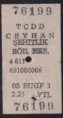 TCDD Ceyhan-Şehitlik Tren Bileti