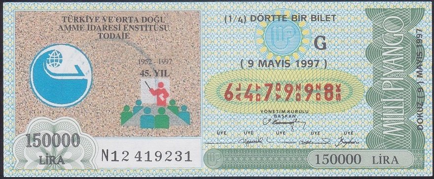 1997 9 MAYIS ÇEYREK BİLET - G SERİSİ