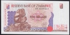 Zimbabwe 5 Dolar 1997 Çil Pick 5b
