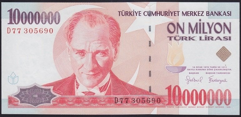 7.EMİSYON 10 000 000 LİRA D77 305690 ÇİL