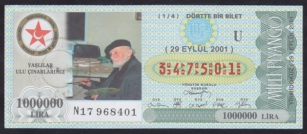2001 29 EYLÜL ÇEYREK BİLET