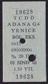 TCDD Adana-Yenice Tren Bileti
