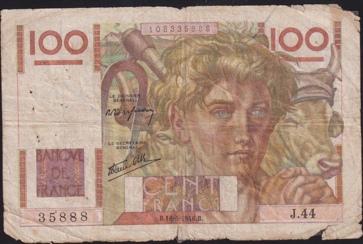 Fransa 100 Frank 16 Mayıs 1946 Haliyle