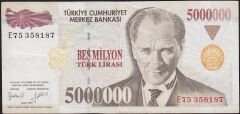 7.Emisyon 5 000 000 Lira E75 358187 Çok Temiz+