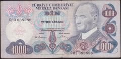 6.Emisyon 1.Tertip 1000 Lira C03 088688 Çok Temiz