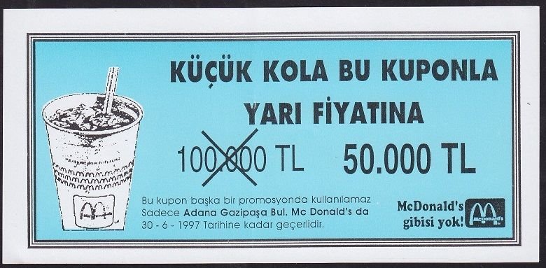 Mc Donalds Kola Kuponu 1997