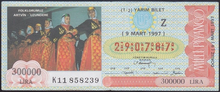 1997 9 Mart Yarım Bilet - Z Serisi - Artvin Uzundere