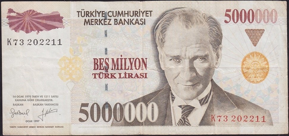 7.Emisyon 5 000 000 Lira K73 202211 Çok Temiz