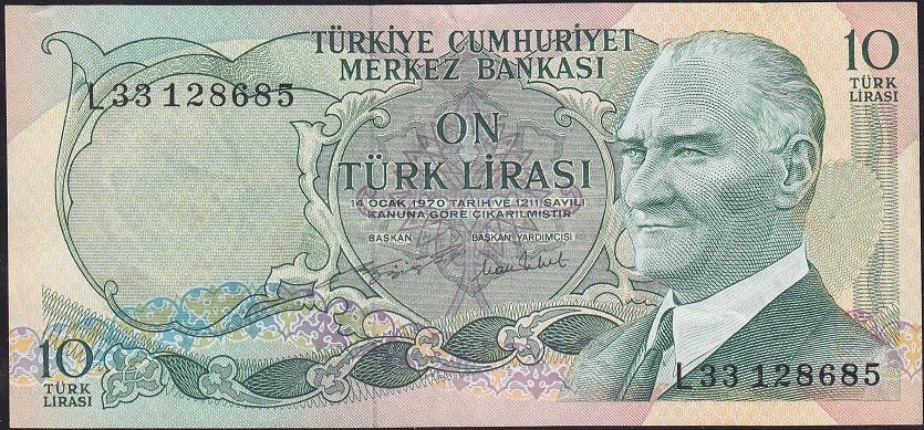6.Emisyon 2.Tertip 10 Lira L33 128685 Çok Temiz+