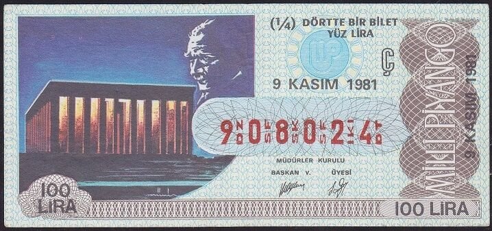 1981 9 Kasım Çeyrek Bilet - Ç Serisi