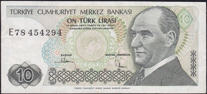 7.Emisyon 2.Tertip 10 Lira E78 454294 Çok Temiz+