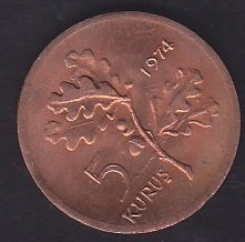 1974 Yılı 5 Kuruş Çilaltı Çil ( Torba Çili )