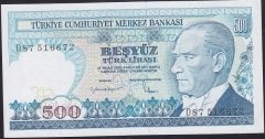 7.EMİSYON 2.TERTİP 500 LİRA D87 516672 ÇÇT +