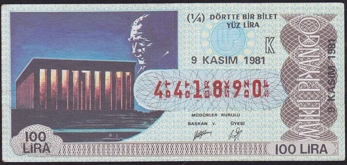 1981 9 Kasım Çeyrek Bilet - K Serisi