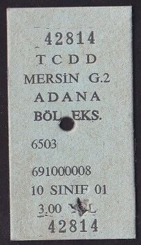 TCDD Mersin-Adana Tren Bileti