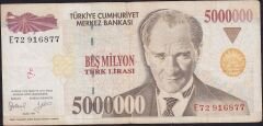 7.Emisyon 5 000 000 Lira E72 916877 Çok Temiz