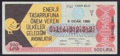 1985 9 OCAK YARIM BİLET Y SERİSİ