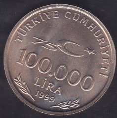 1999 YILI 100.000 LİRA ÇİLALTI ÇİL