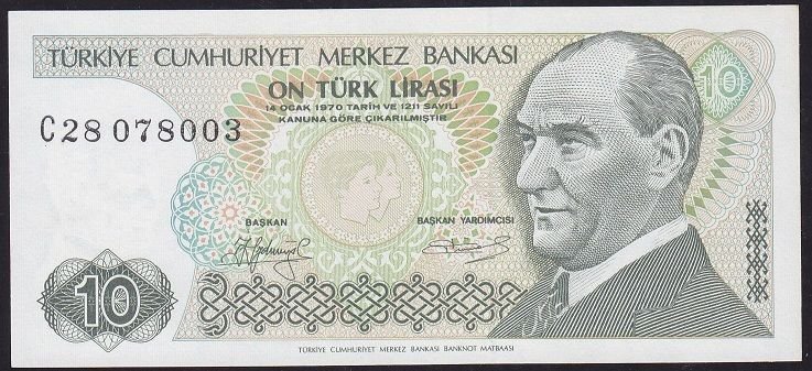7.Emisyon 1.Tertip 10 Lira C28 078003 Çil