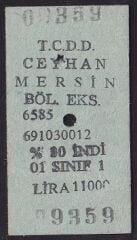 TCDD Ceyhan-Mersin Tren Bileti