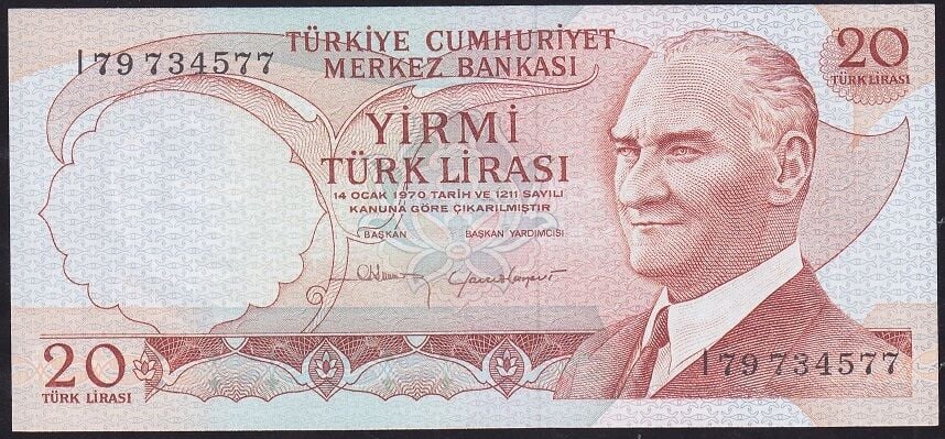 6.Emisyon 4.Tertip 20 Lira I79 734577 Ççt Çilaltı