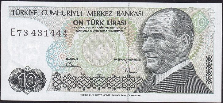 7.Emisyon 2.Tertip 10 Lira E73 431444 Çil