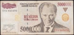 7.Emisyon 5 000 000 Lira E71 845476 Çok Temiz