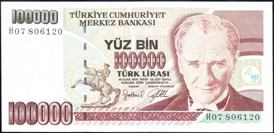 7.Emisyon 3.Tertip 100000 Lira H07 806120 Çil