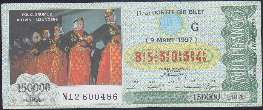 1997 9 MART ÇEYREK BİLET - G SERİSİ