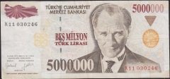 7.Emisyon 5 000 000 Lira K11 030246 Temiz