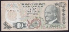 6.EMİSYON 3.TERTİP 100 LİRA J12 610177 ÇOK TEMİZ