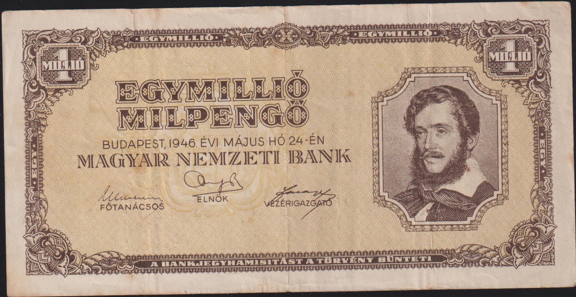 Macaristan 1000000 Pengo 1946 Çok Temiz