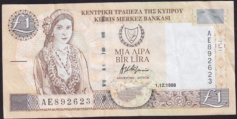 Kıbrıs 1 Lira 1998 Çok Temiz+