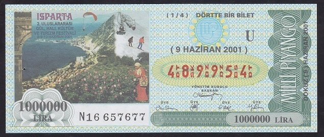 2001 9 HAZİRAN ÇEYREK BİLET