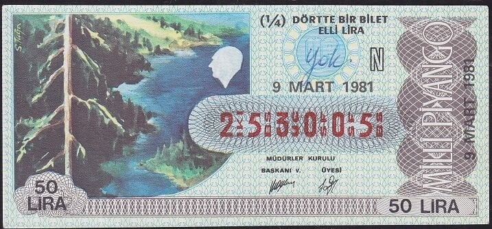 1981 9 Mart Çeyrek Bilet - N Serisi