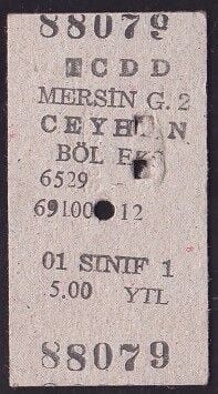 TCDD Mersin-Ceyhan Tren Bileti 2007