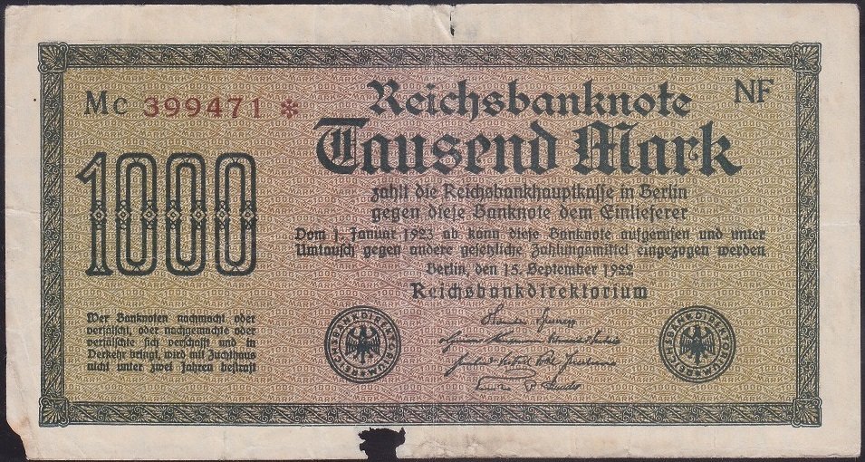 ALMANYA 1000 MARK 1922 HALİYLE
