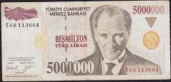 7.Emisyon 5 000 000 Lira E68 113664 Çok Temiz